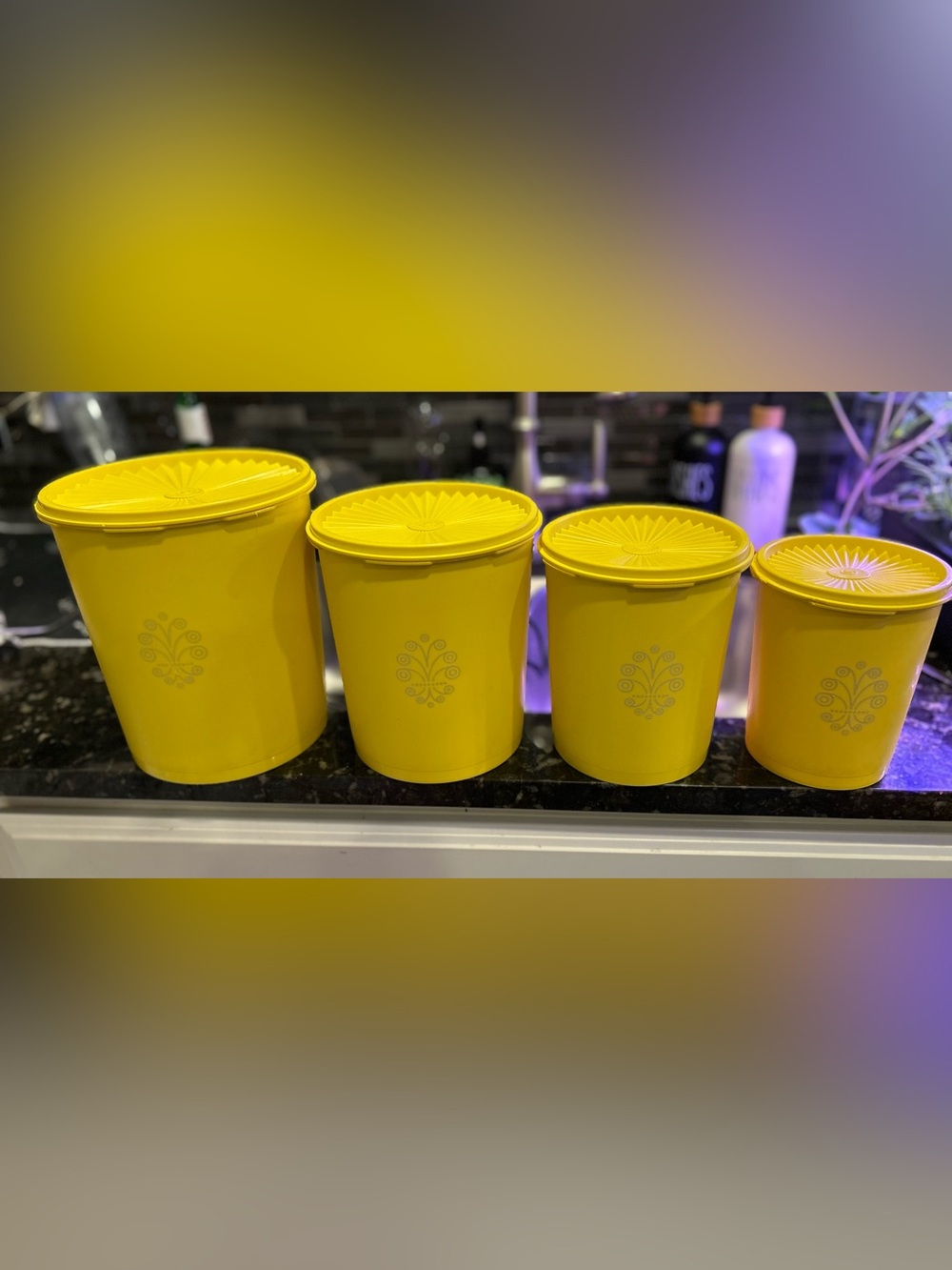 Vintage 1970’s Yellow Harvest Tupperware set of (4)